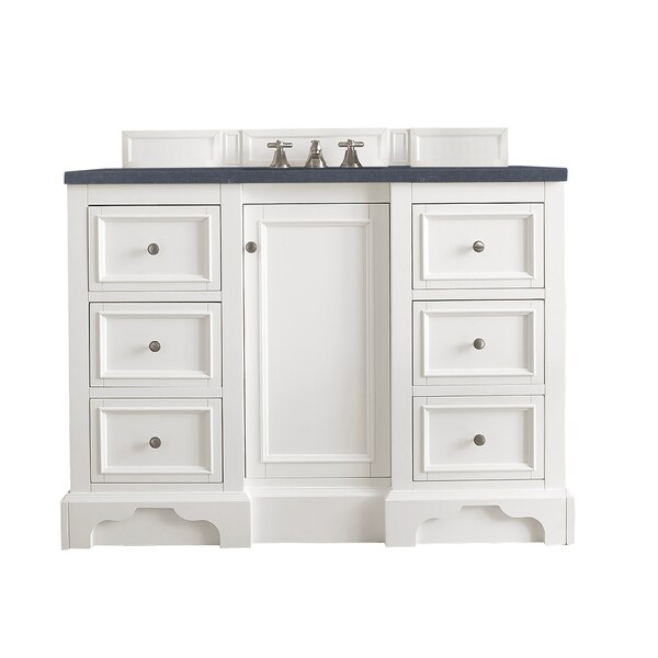 James Martin Vanities De Soto 48in Single Vanity, Bright White w/ 3 CM Charcoal Soapstone Quartz Top 825-V48-BW-3CSP - main